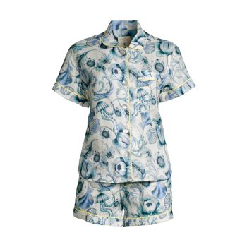 In The Pursuit Of Magic Nina Floral &amp; Shell Linen Pajamas The Lazy Poet