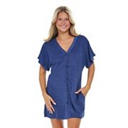 Women's Jordan Taylor Button Front Swim Cover Up with Pockets Jordan Taylor