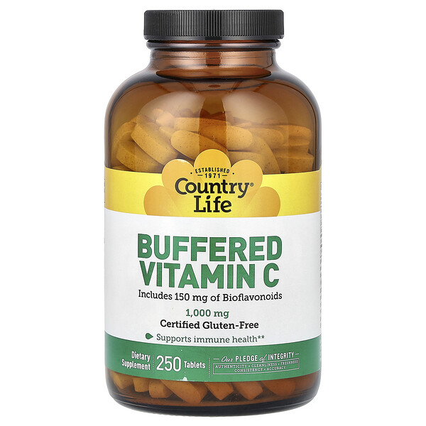 Буферизованный витамин С, 1000 мг, 250 таблеток Country Life