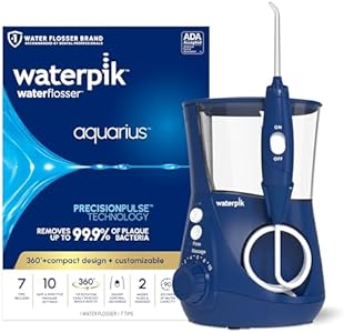 Waterpik Aquarius Water Flosser Professional For Teeth, Gums, Braces, Dental Care, Electric Power With 10 Settings, 7 Tips For Multiple Users And Needs, ADA Accepted, Black WP-662, Packaging May Vary Waterpik