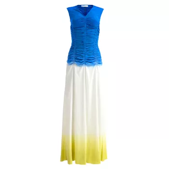 Платье макси со сборками, окрашенное погружением Marina Moscone