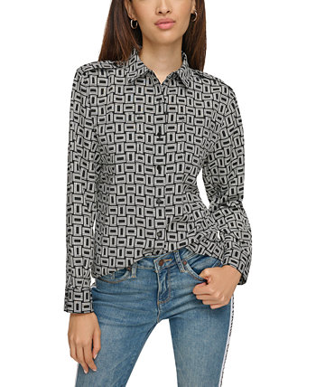 Женская рубашка в деловом стиле с монограммой Karl Lagerfeld Paris