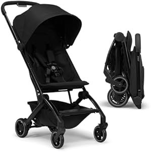 Joolz AER+ Lightweight & Compact Travel Stroller - Portable One-Hand Fold Design - Ergonomic Seat for Infant & Toddler (up to 50 lb) - XXL Sun Hood - Stroller for Airplane -Travel Pouch - Space Black Joolz