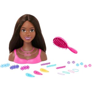 Barbie Doll Styling Head, Brown Hair with 20 Colorful Accessories, Doll Head for Hair Styling Exclusive Generic