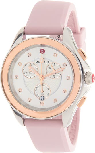 Женские часы Cape Pink Topaz с двухцветным силиконовым ремешком из нержавеющей стали, 40 мм Michele
