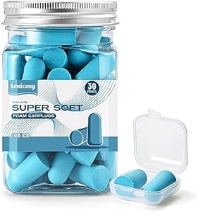 30Pair Soft Foam EarPlugs, 32dB Disposable Sound Blocking Noise Cancelling Ear Plugs for Sleeping/Concerts Loud Music/Shooting Guns/Work Construction, Hearing Safety Protection (Blue) Lenicany