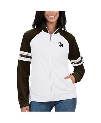 Белая женская спортивная куртка с молнией во всю длину и реглан San Diego Padres Show Up G-III