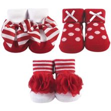 Носки для маленьких девочек в подарочной упаковке, красно-белая полоска, один размер Hudson Baby