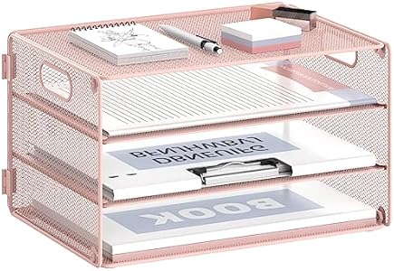 3-уровневая подставка для документов с ручкой, металлическая сетка, черная, надежная и стильная для офиса и дома DALTACK