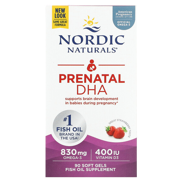 Prenatal DHA, Клубника, 90 мягких желатиновых капсул Nordic Naturals