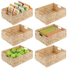 mDesign 12&#34; x 16&#34; x 6&#34; Water Hyacinth Braided Weave Pantry Basket - 6 Pack MDesign