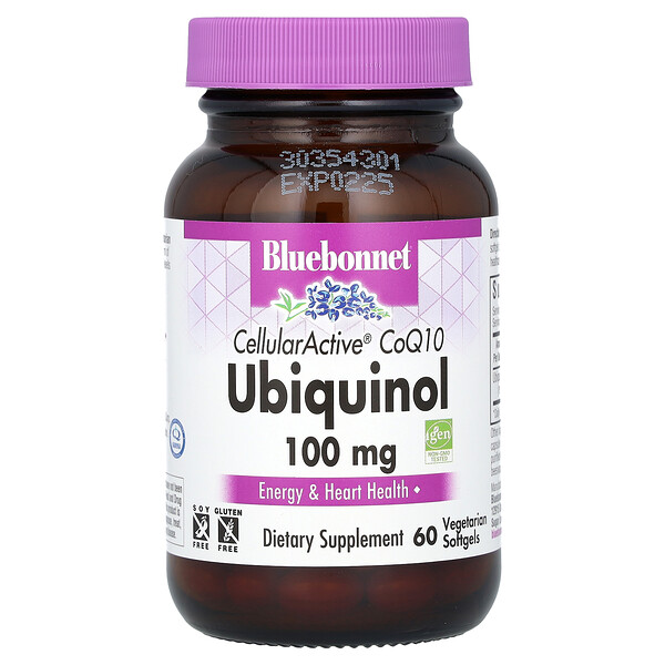 CellularActive CoQ10, убихинол, 100 мг, 60 вегетарианских мягких таблеток Bluebonnet Nutrition