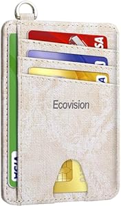 Кардхолдер EcoVision Slim Minimalist с передним карманом, блокировка RFID, держатель для кредитных карт с отсоединяемым D-образным болтом для мужчин и женщин EcoVision