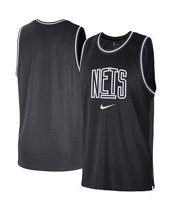 Мужская майка Brooklyn Nets Courtside Versus Force Split DNA Performance черного и антрацитового цвета из сетчатой ткани Nike
