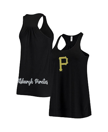 Women's Black Pittsburgh Pirates Front and Back Tank Top Soft As A Grape