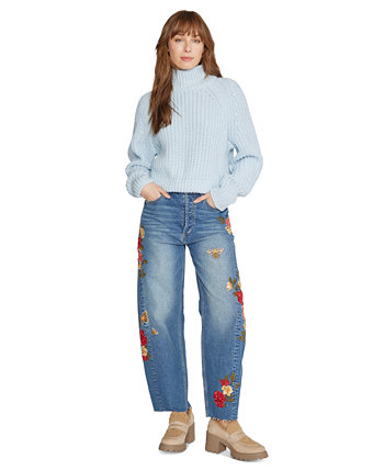 Women's Parker Embroidered Barrel-Leg Jeans Driftwood