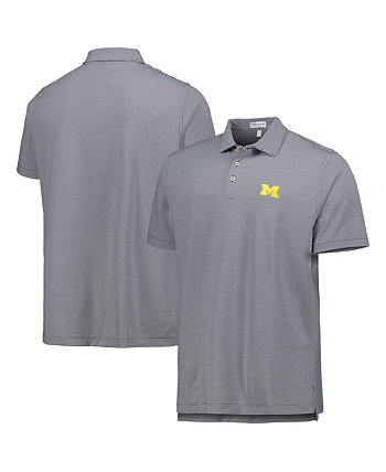 Men's Navy Michigan Wolverines Jubilee Striped Performance Jersey Polo Shirt Peter Millar