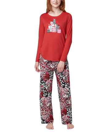 Women's 2-Pc. Timeless Soft Jersey Printed Pajama Set HUE