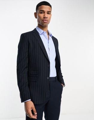 French Connection suit jacket in navy stripe French Connection