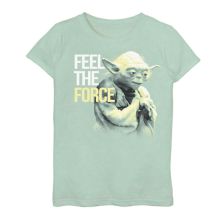 Girls 7-16 Star Wars Yoda &#34;Feel The Force&#34; Vintage Graphic Tee Star Wars