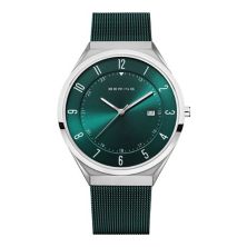 BERING Мужские ультратонкие темно-зеленые миланские часы-браслет Bering