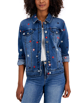 Женская джинсовая куртка с вышивкой в виде звезд, созданная для Macy's Style & Co