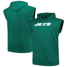 Мужская Футболка Fanatics Green New York Jets Big & Tall Muscle Hoodie Sleeveless Fanatics Brands - White Label