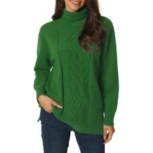 Women's Turtleneck Long Sleeve Spilt Hem Tunic Pullover Sweater Seta T