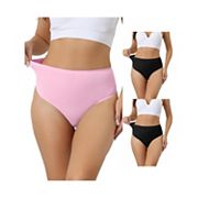 3 Packs Womens Hign Waist G-string Thongs, Tummy Control Stretch Panties, T-back Undepants Allegra K