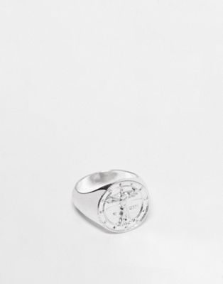 Кольцо с печаткой ASOS DESIGN с витрувианским узором из настоящего серебра ASOS DESIGN