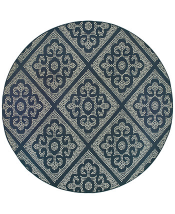 Marina 3804B Круглый ковер темно-синий/цвет слоновой кости 7'10" для внутреннего/наружного пространства Oriental Weavers