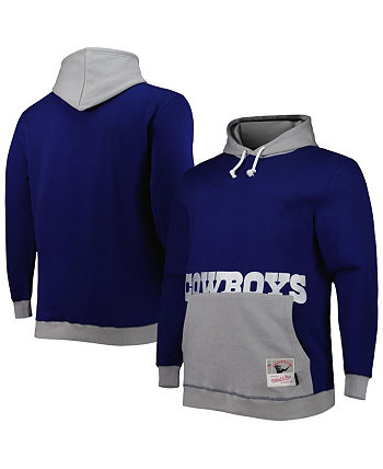 Мужской пуловер с капюшоном темно-синего, серебристого цвета Dallas Cowboys Big and Tall Big Face Mitchell & Ness