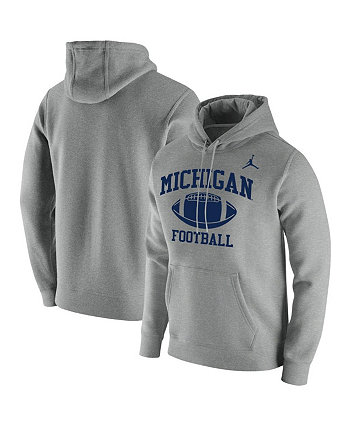 Мужской флисовый пуловер с капюшоном серого цвета Michigan Wolverines Retro Football Club Jordan