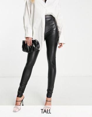 River Island Tall faux leather zip detail legging in black River Island Tall