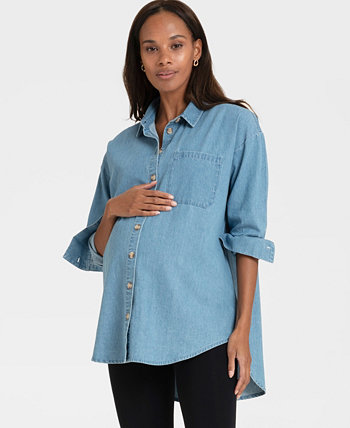 Женская джинсовая рубашка для беременных с изогнутым краем Seraphine