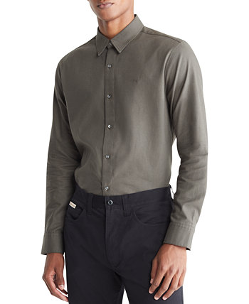 Мужская однотонная фланелевая рубашка обычного кроя на пуговицах Calvin Klein