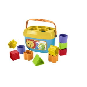 Fisher-Price Baby’s First Blocks Shape Sorting Toy with Storage Bucket, 12 Pieces Fisher-Price