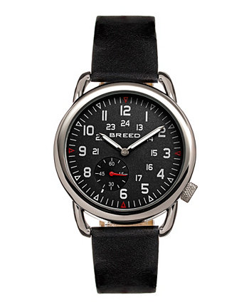 Женские часы Regulator коричневого, коричневого или черного цвета с ремешком из натуральной кожи и вторым вспомогательным циферблатом, 45 мм Breed