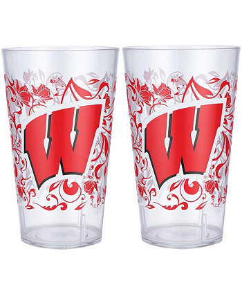 Wisconsin Badgers, набор из двух стаканов из тритана с цветочным рисунком, 24 унции Indigo Falls