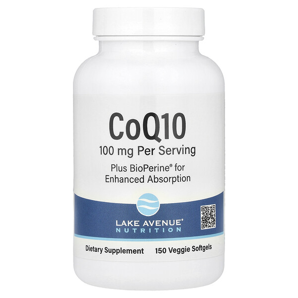 CoQ10 с Биоперином - 100 мг - 150 мягких капсул - Lake Avenue Nutrition Lake Avenue Nutrition