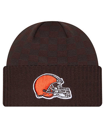 Men's Brown Cleveland Browns Checkered Cuffed Knit Hat New Era