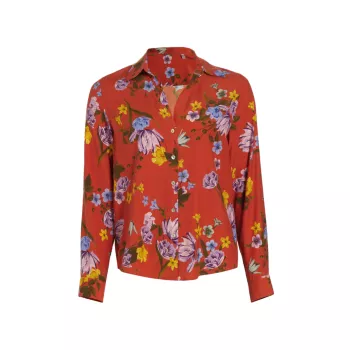 Блузка из шелковой смеси с цветочным принтом и пуговицами спереди Elie Tahari