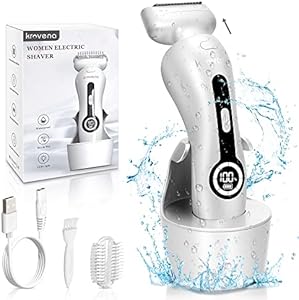 Electric Shaver for Women Electric Razor for Womens Bikini Legs Underarm Public Hairs Rechargeable Trimmer with Detachable Head Cordless Wet Dry Use Krovena