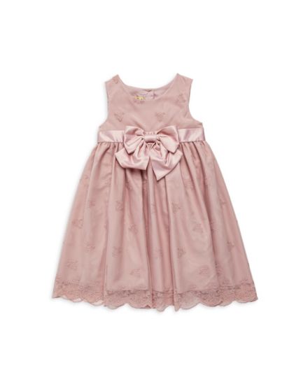 Little Girl&#8217;s Bow &amp; Lace Dress Purple Rose