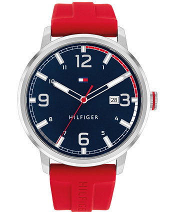 Мужские часы с красным силиконовым ремешком 46 мм, созданные для Macy's Tommy Hilfiger