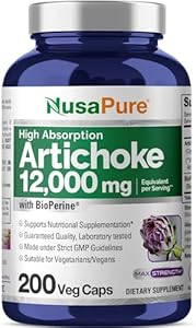 NusaPure Artichoke Extract 12000mg 200 Veggie caps (Non-GMO, Gluten Free, Extract 20:1) NusaPure