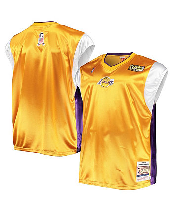 Мужская золотая, фиолетовая футболка Los Angeles Lakers Hardwood Classics Big and Tall On-Court Shooting с v-образным вырезом Mitchell & Ness