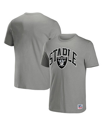 Men's NFL X Staple Gray Las Vegas Raiders Lockup Logo Short Sleeve T-shirt NFL Properties