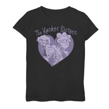 Футболка Ed, Edd & Eddy The Kanker Sisters для девочек 7–16 лет с фиолетовым рисунком и портретом в форме сердца Cartoon Network