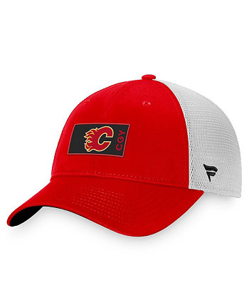 Мужская красная кепка Calgary Flames Authentic Pro Rink Trucker Snapback Fanatics
